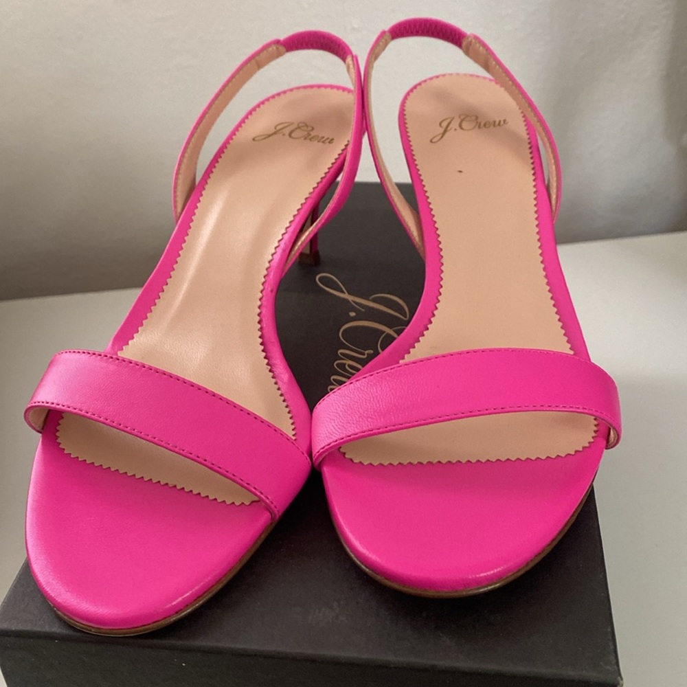 J.Crew Slingback sandals in neon pink leather NWB - Picture 2 of 6